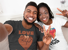 Couple with Love Supreme T-shirts